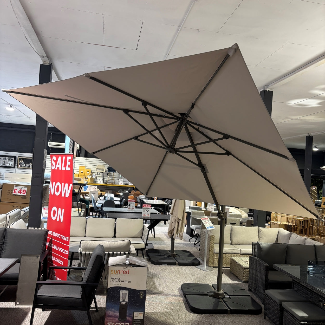 3m Rotating Cantilever Parasol in Medium Grey (Base Included) (14930020303226)