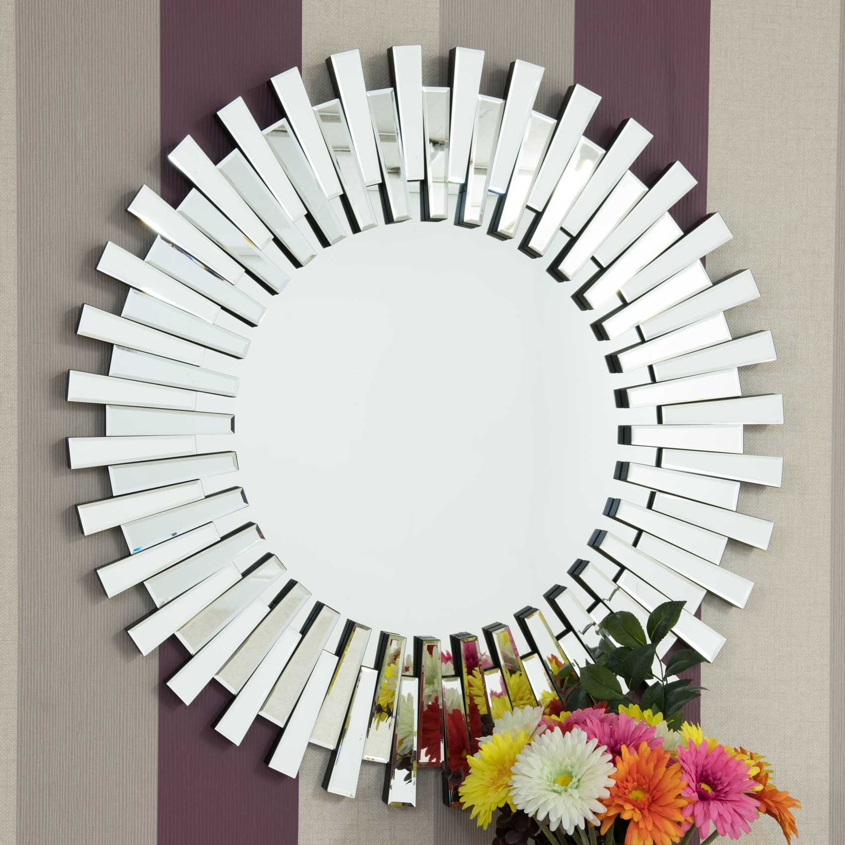 Starburst All Glass Stylised Round Mirror 91 x 91 CM (15010558706042)