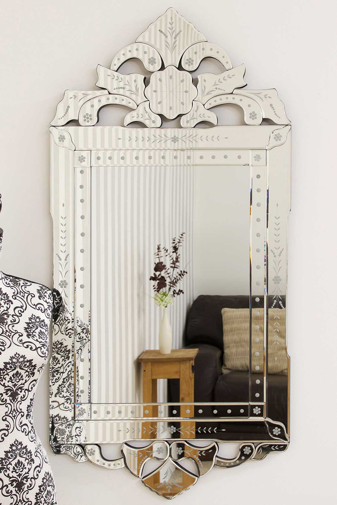 All Glass Antique Baroque Design Wall Mirror 122 x 58 CM (15010558804346)