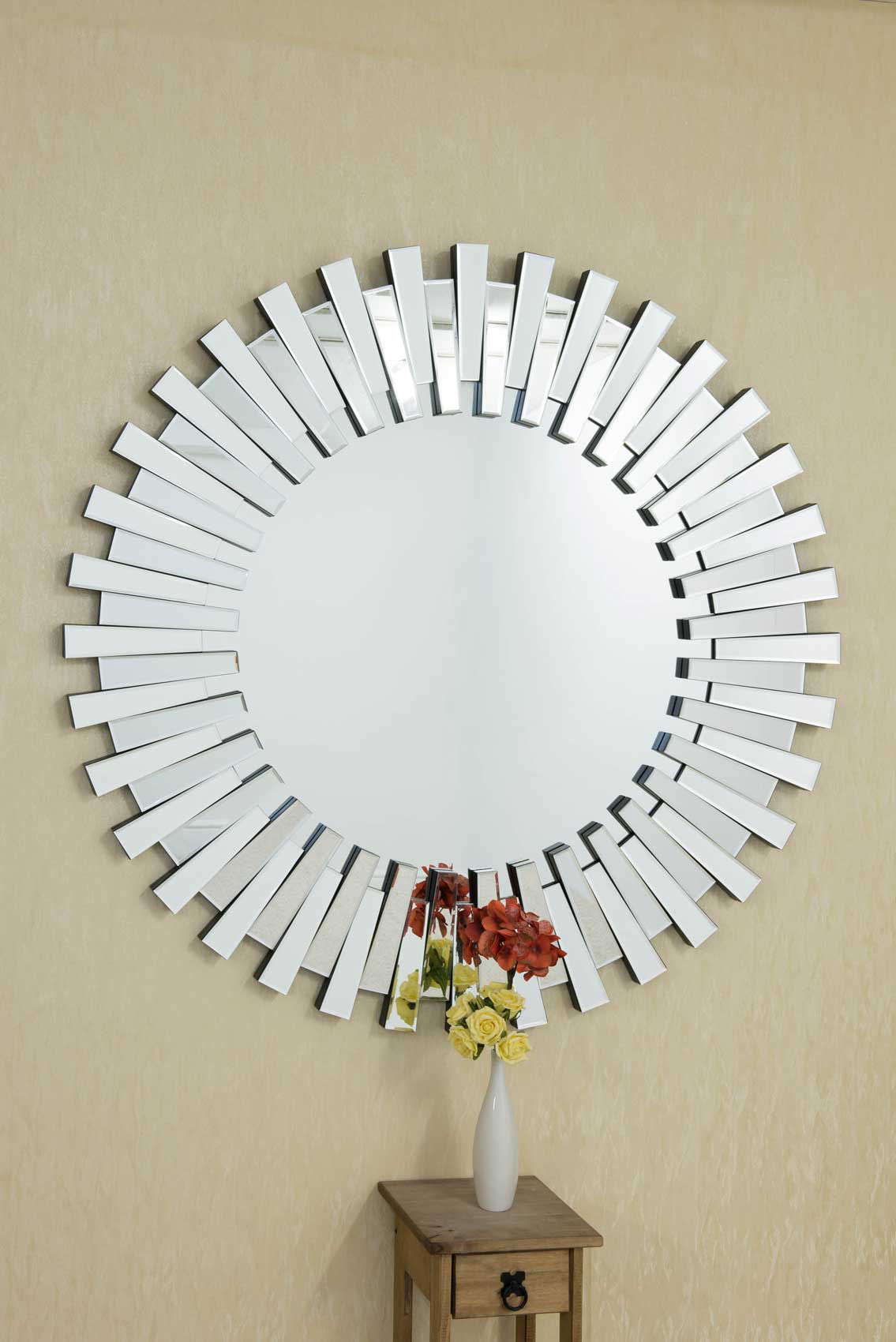Starburst All Glass Stylised Large Round Mirror 120 x 120 CM (15010559132026)