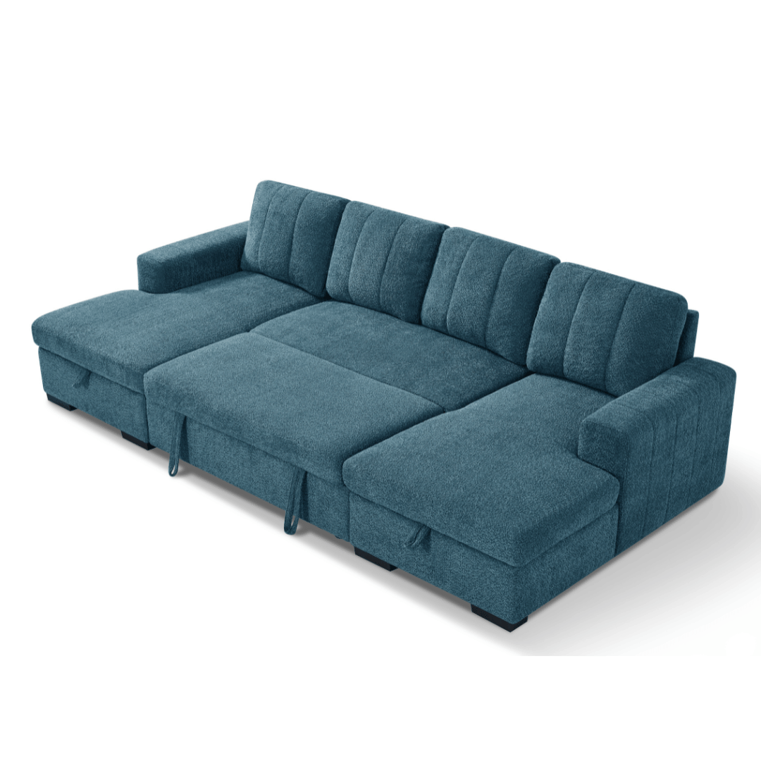 Jesse U Shape Sofa Bed in Blue 01