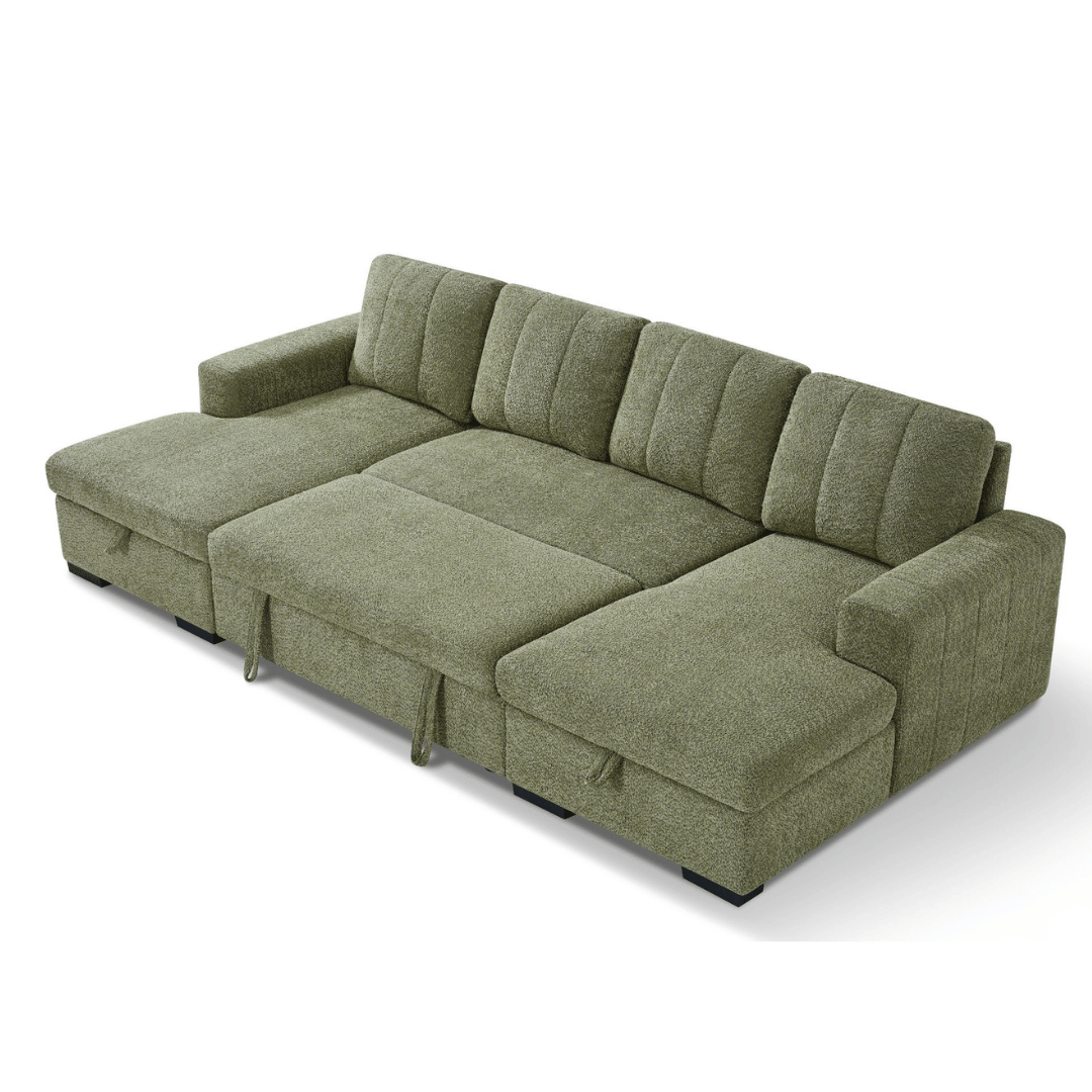 Jesse U Shape Sofa Bed in Green 0