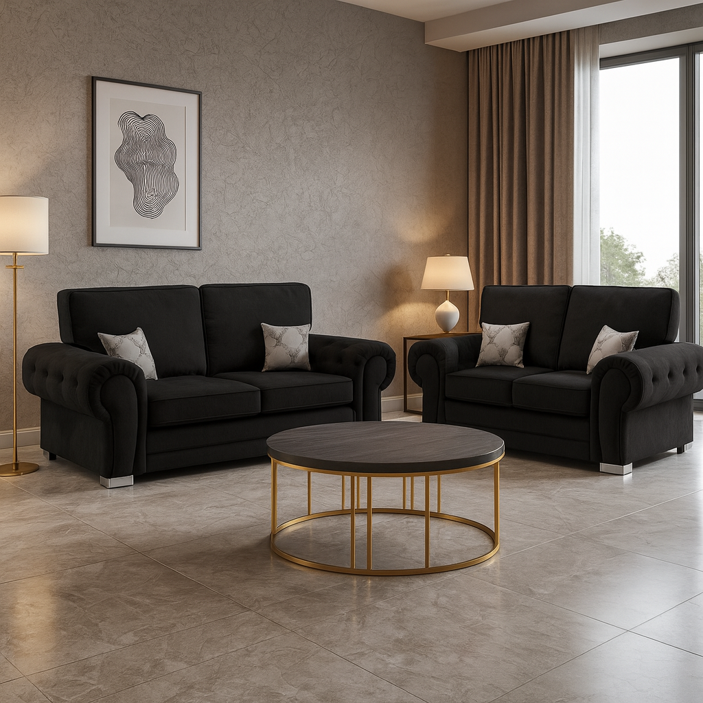 Jude Fullback Sofa Black 3+2 Set (7026785747008)