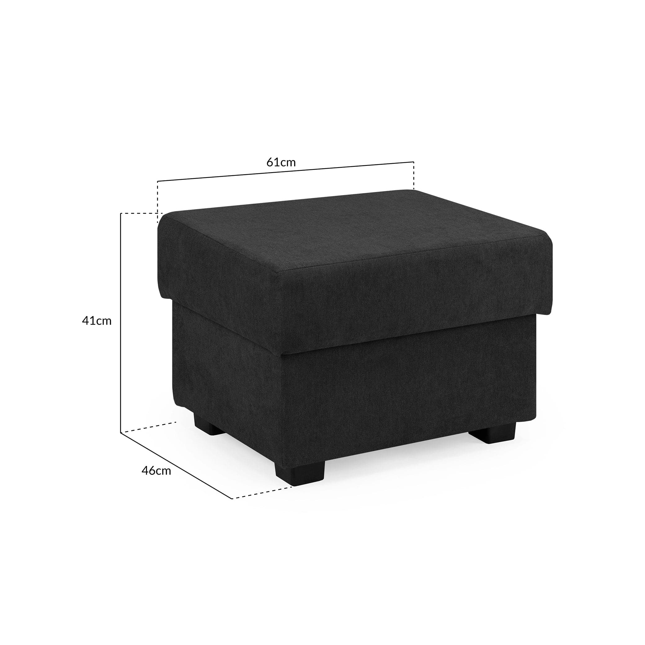 Jude Fullback Sofa Black Footstool - measurement view (7026796036160)
