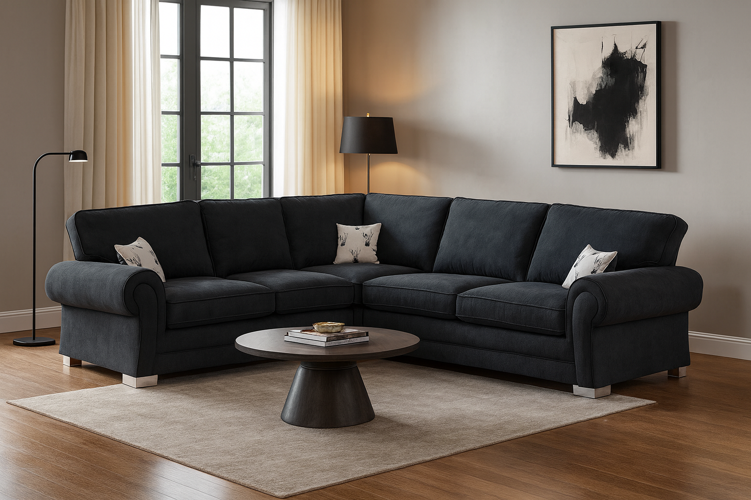 Jude Fullback Sofa Black Large Corner (7026785615936)