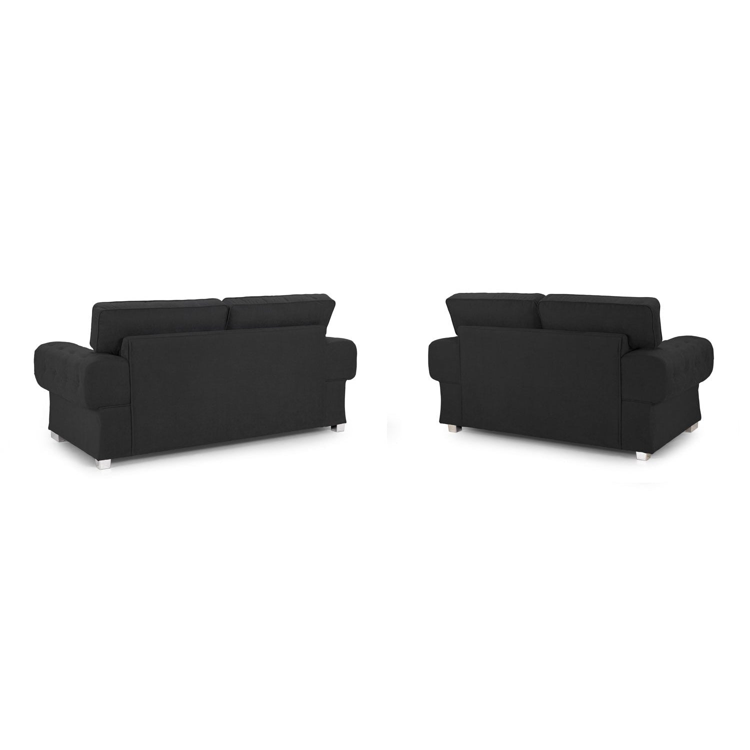 Jude Fullback Sofa Black Three Plus Two Set - back view (7026785747008)