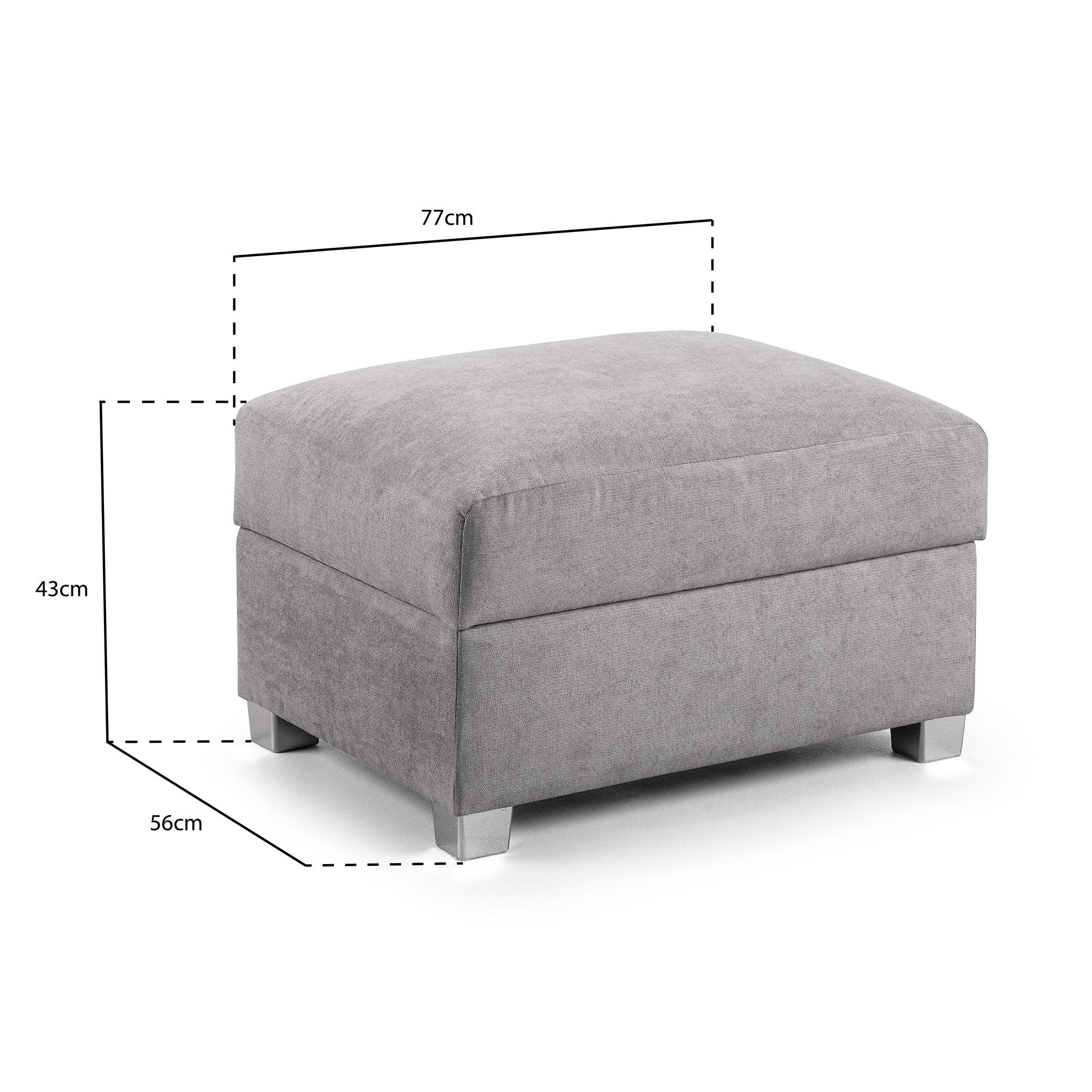 Jude Fullback Sofa Grey Footstool - measurement view (7026781847616)