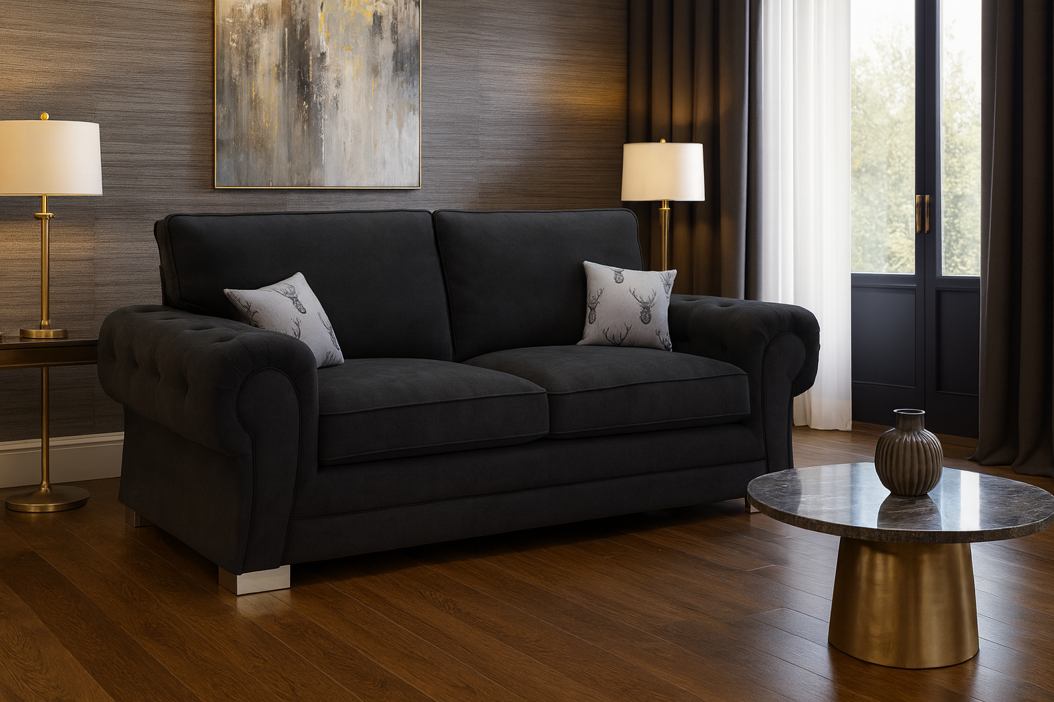 Jude Fullback Sofabed Black 3 Seater (7026799018048)