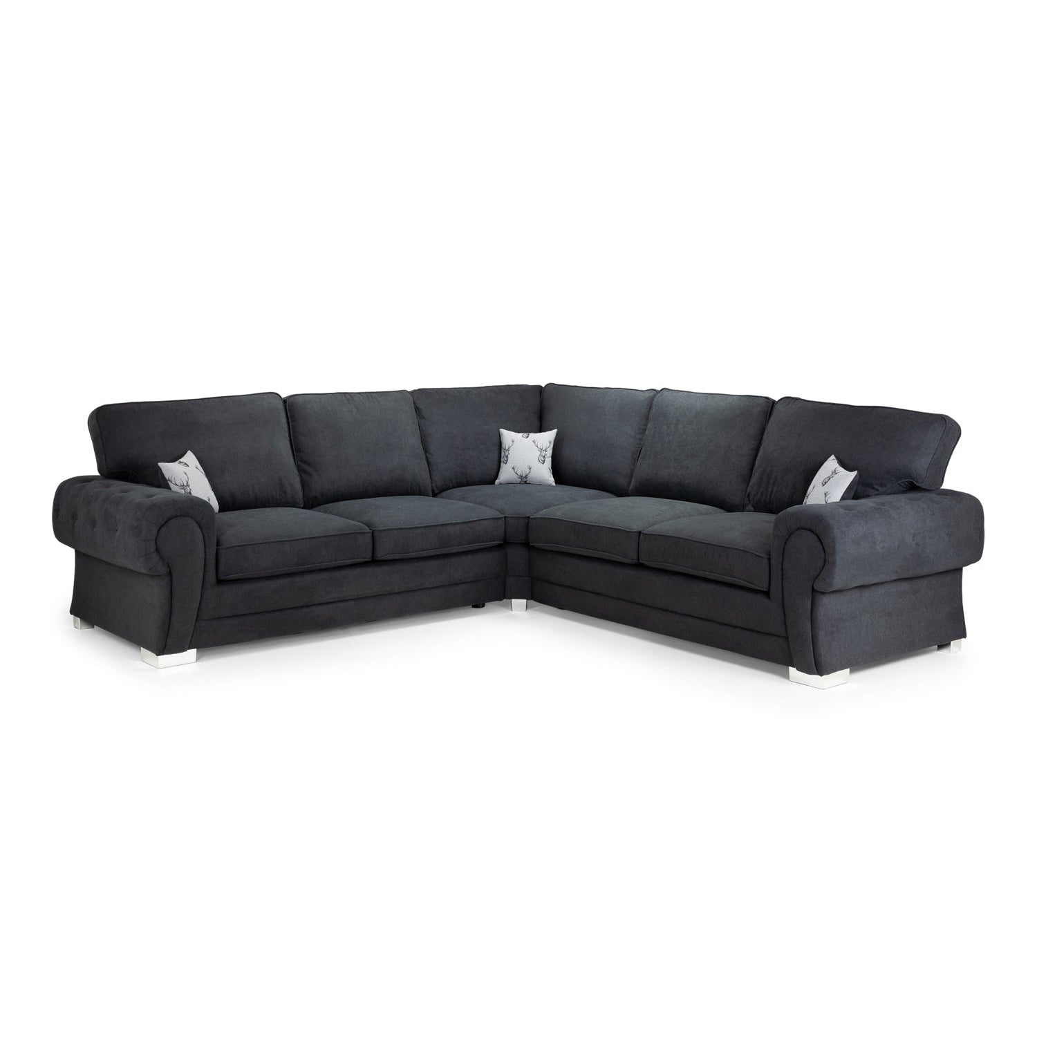 Jude Fullback Sofabed Black Large Corner - front view (7026798592064)