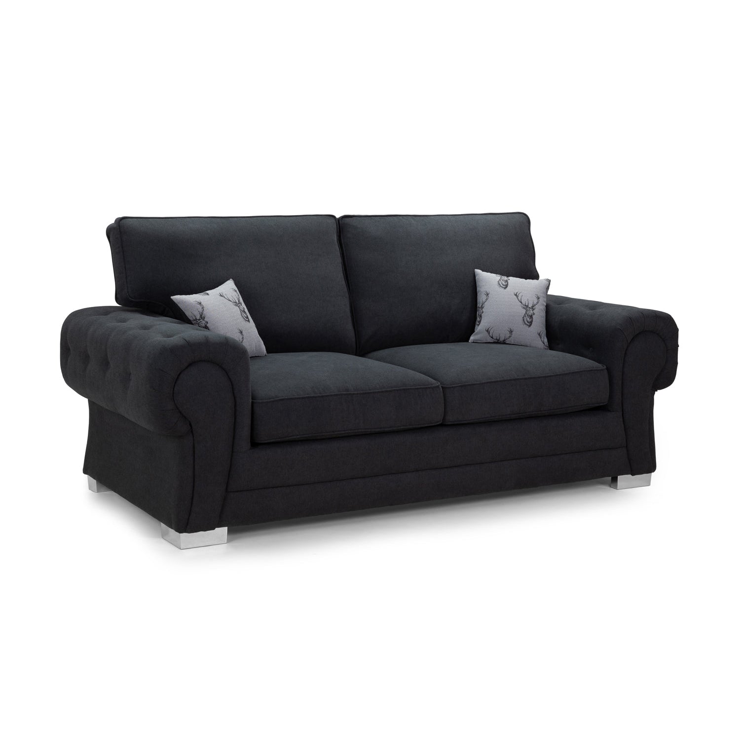 Jude Fullback Sofabed Black Three Seater - front view (7026799018048)