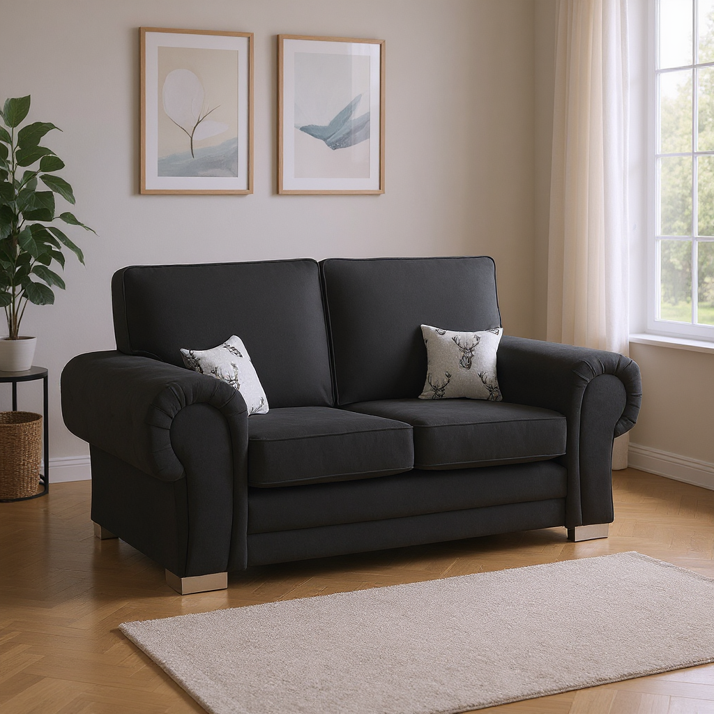 Jude Fullback Two Seater Sofa in Black (7026786172992)