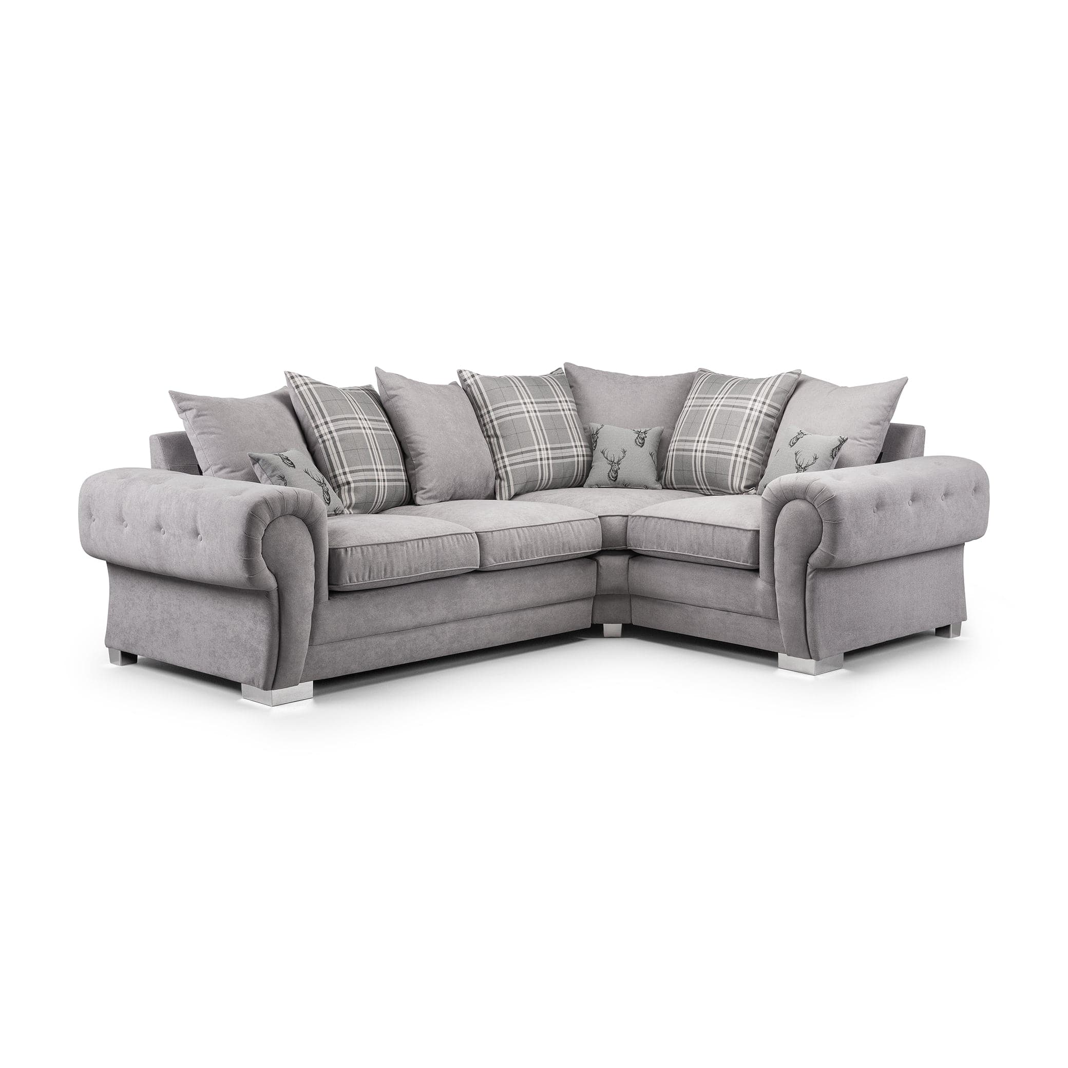 Jude RHF Corner Sofabed Grey - front view (7026812780608)