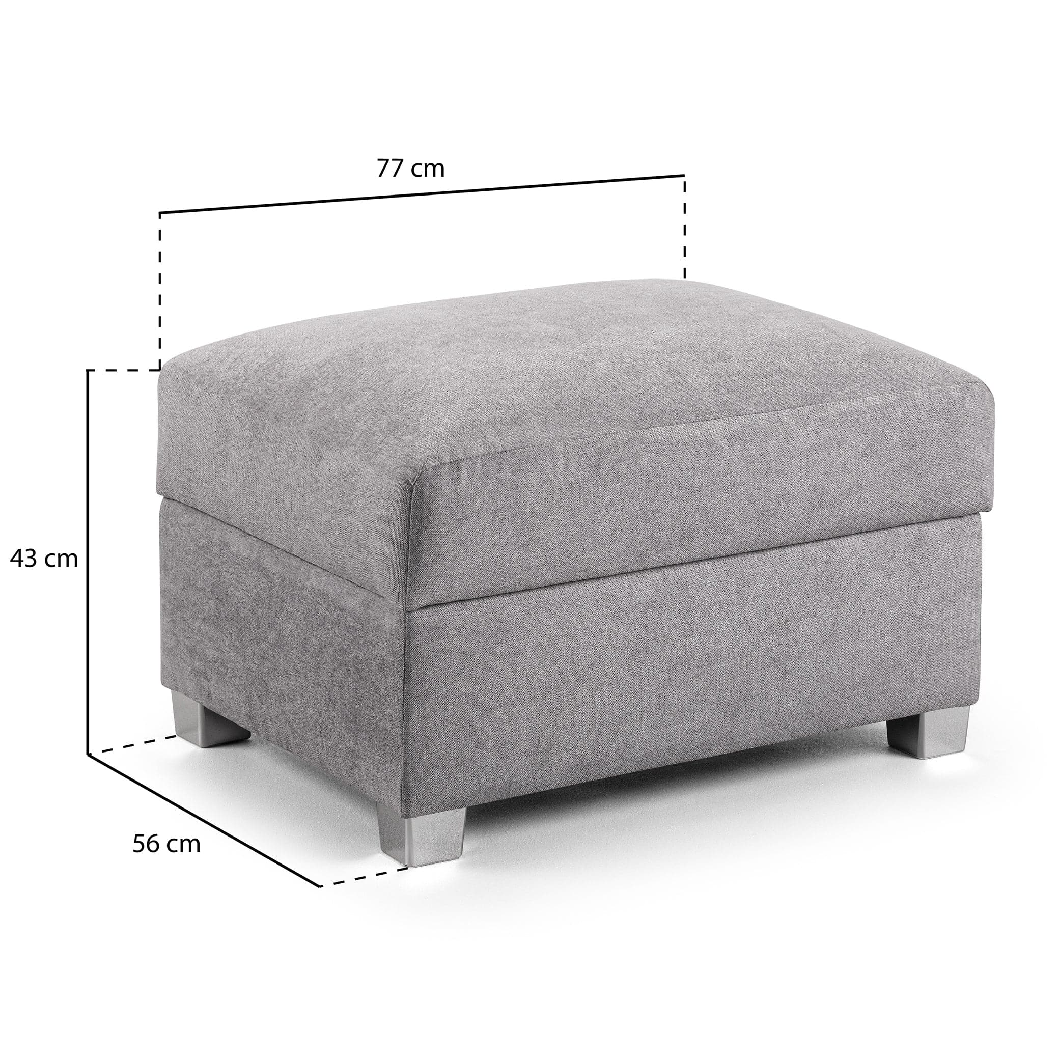Jude Scatterback Sofa Grey Footstool - measurement view (7026806652992)