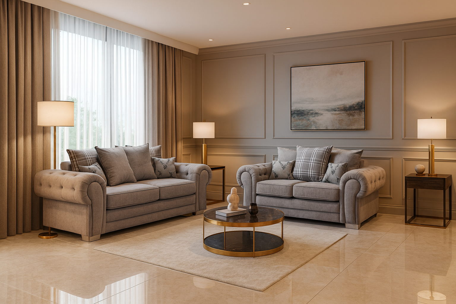 Jude Scatterback Sofa Grey Three Plus Two Sofa Set Set