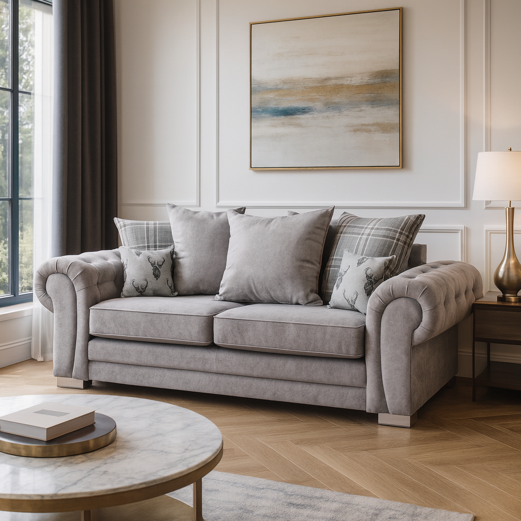 Jude Scatterback Sofa Grey Three Seater