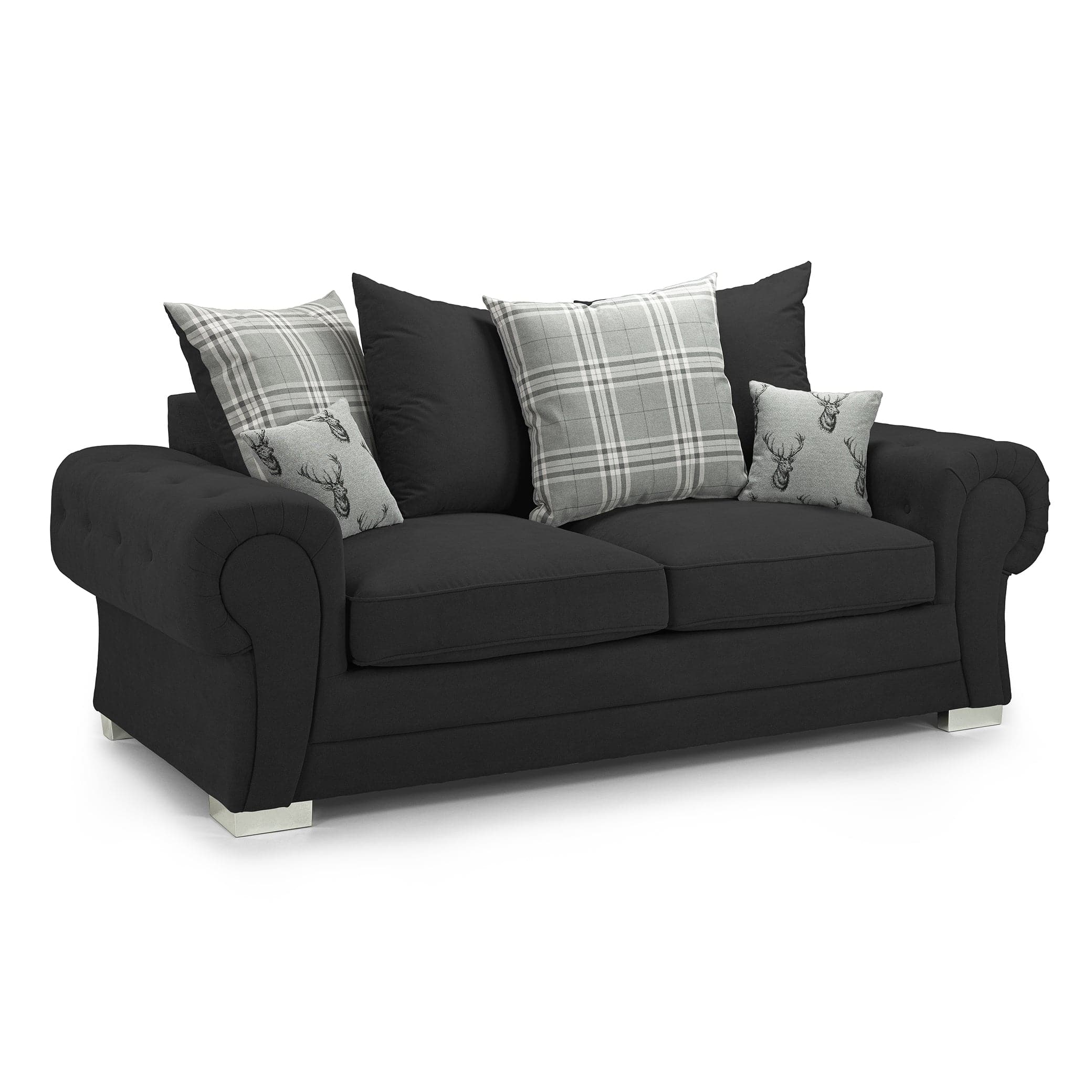Jude Scatterback Sofabed Black 3 Seater - front view (7026812026944)