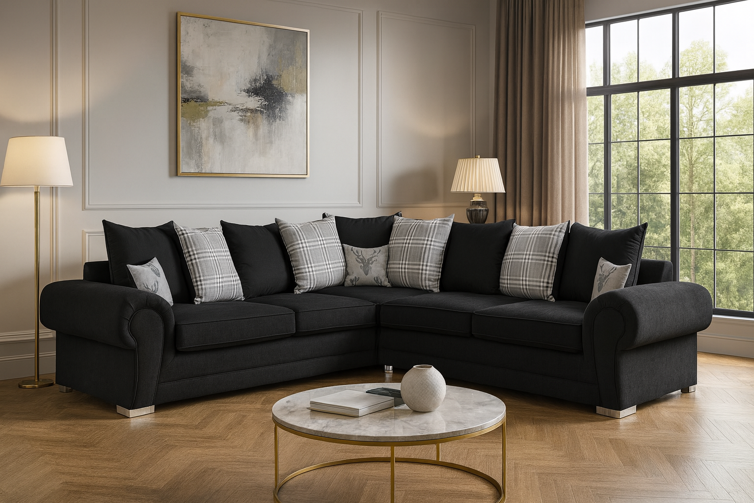 Jude Scatterback Sofabed Black Large Corner (7026809143360)