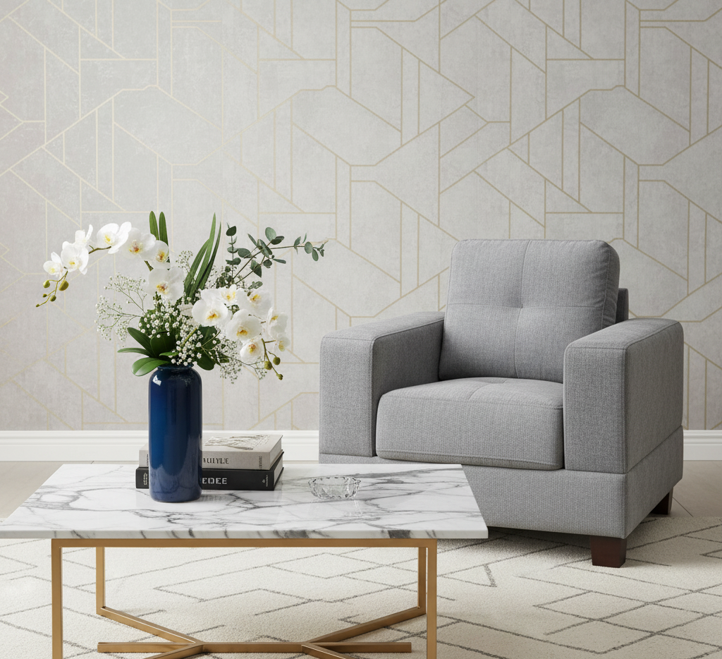 Kew Armchair in Grey Fabric