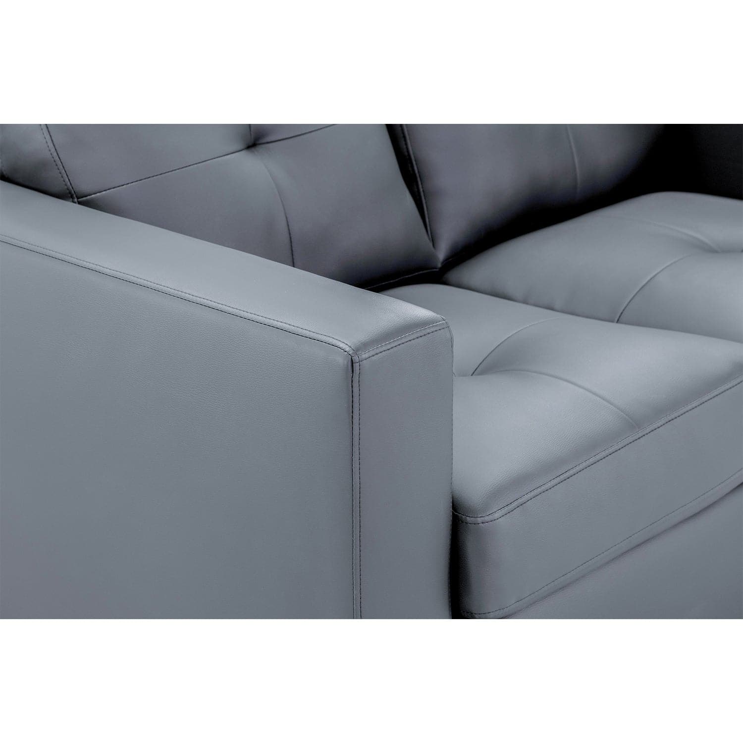 Kew Two Seater Sofa in Grey - armrest view (7023863529536)