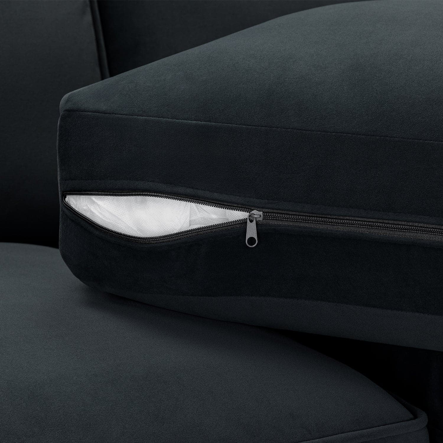 Kingsbury U Shape Corner Sofa in Slate Velvet - foam view (7022232141888)