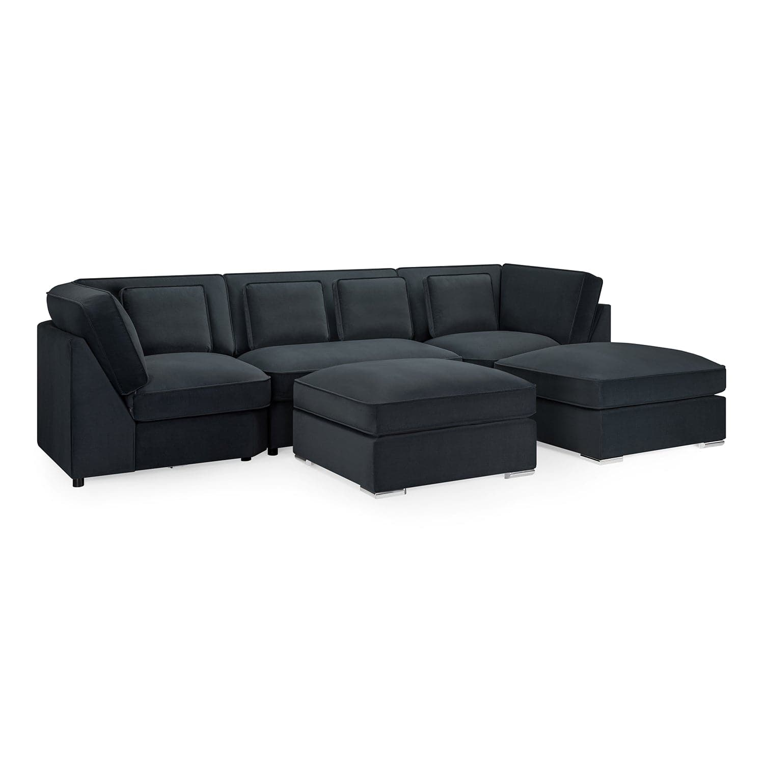 Kingsbury U Shape Corner Sofa in Slate Velvet - front view Two (7022232141888)