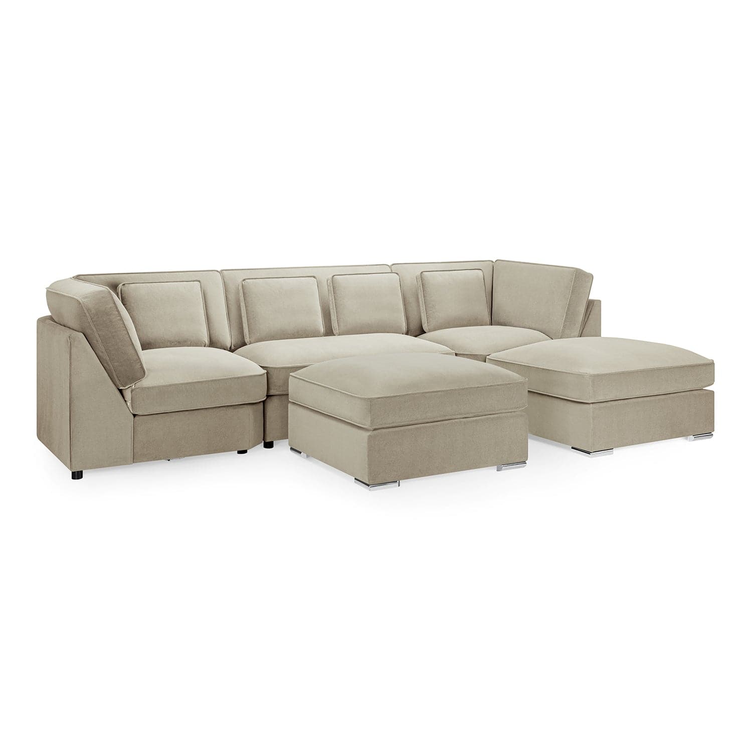 Kingsbury u shape corner sofa in beige - front view Two (7022229782592)