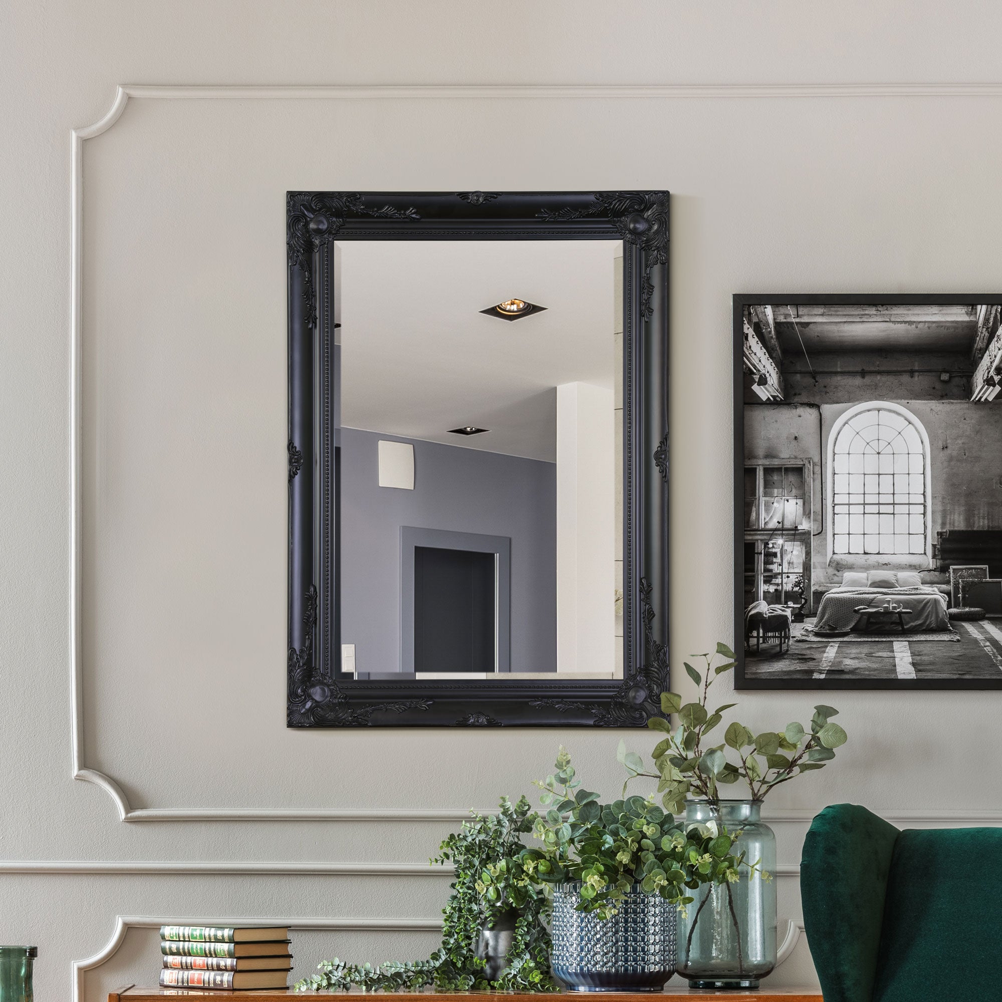 Buxton Black Wall Mirror 108 x 78 CM (15010559525242)