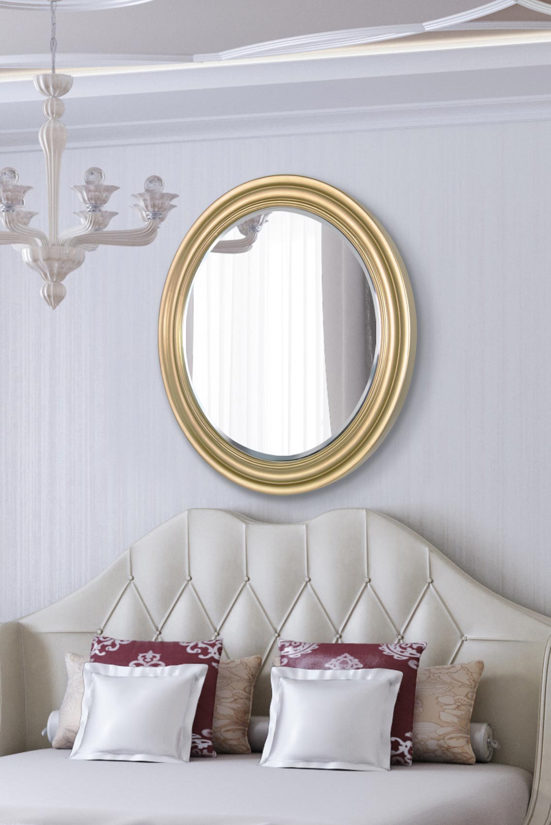 Melbury Gold Elegant Modern Bevelled Round Mirror 96 x 96 CM (15010560639354)