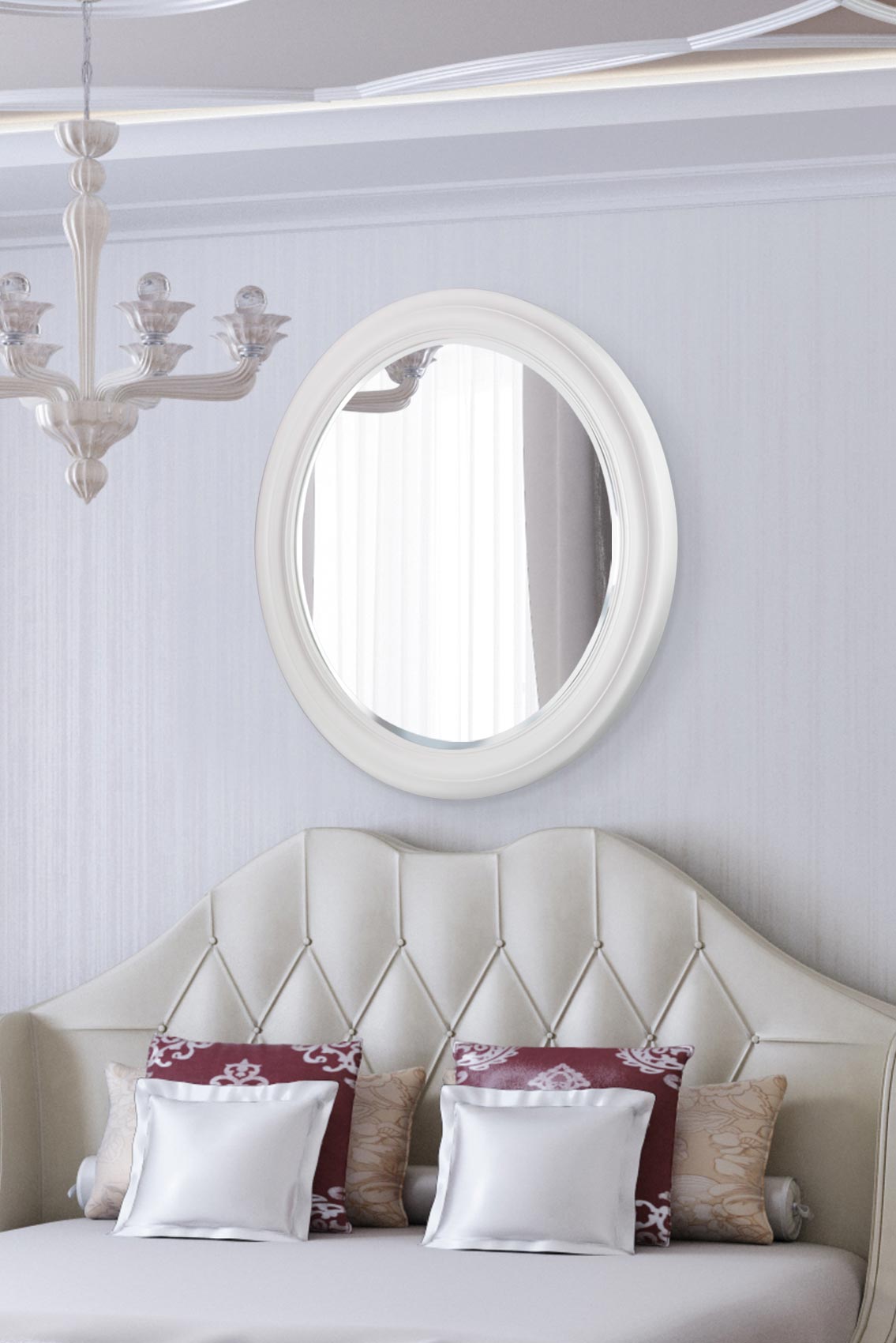 Melbury White Elegant Modern Bevelled Round Mirror 96 x 96 CM (15010560704890)