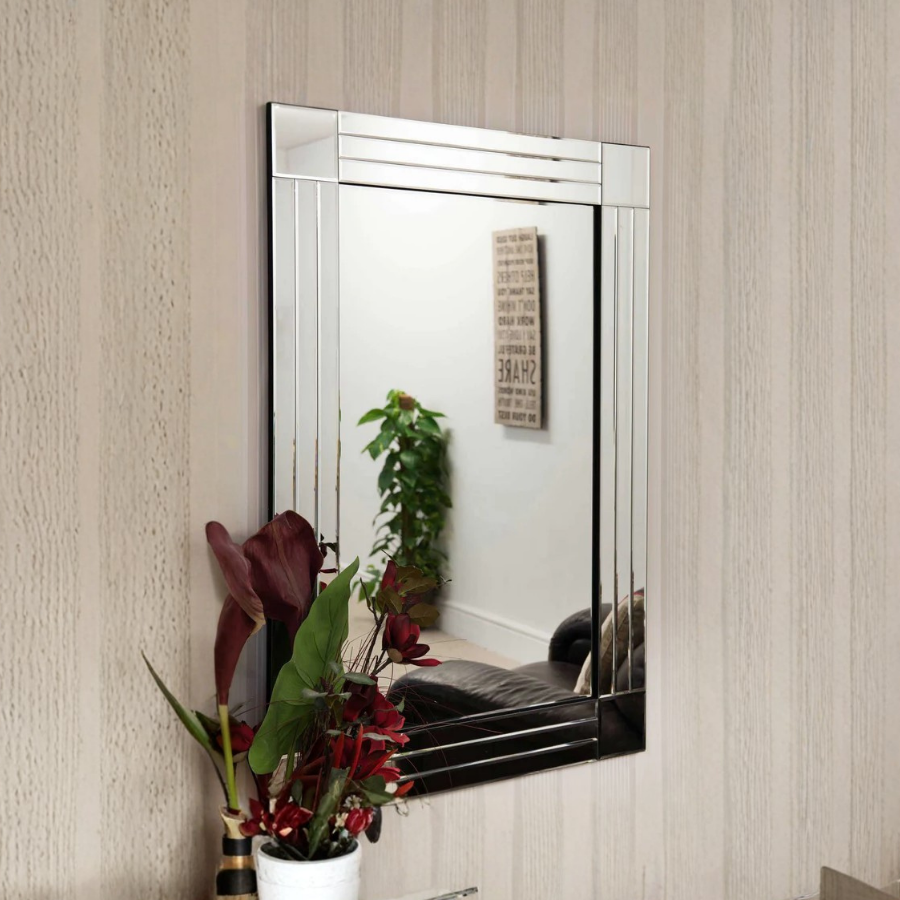 Milton All Glass Bevelled Square Corner Large Dress Mirror 120 x 80 CM (15010562867578)