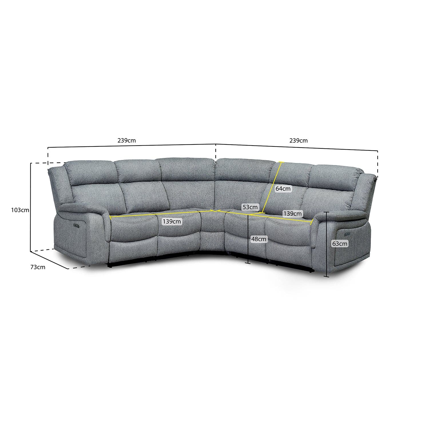 Linden Recliner Sofa Grey Large Corner (7023949054016)