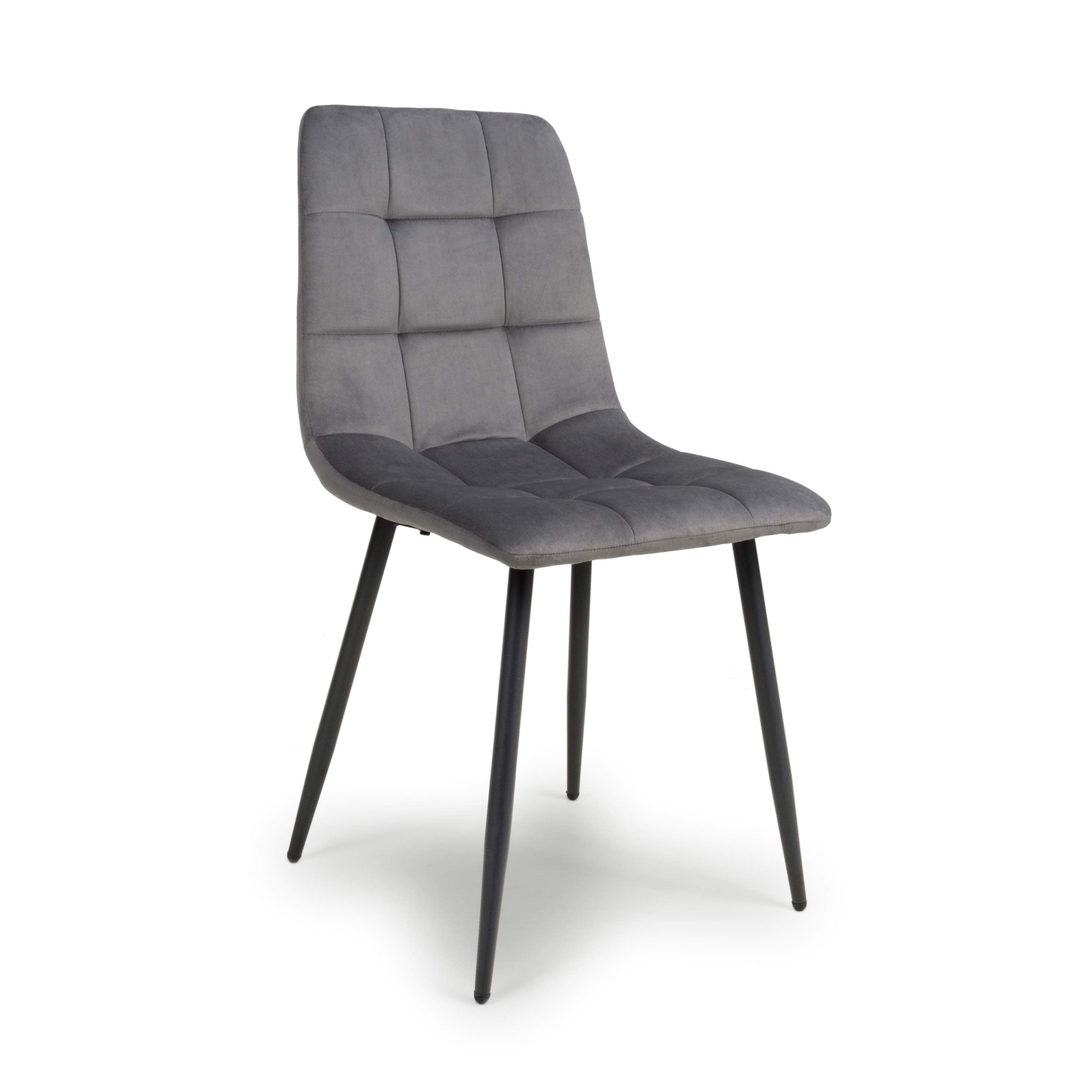Loft Brushed Velvet Grey Dining Chair - side view (7033887326272)