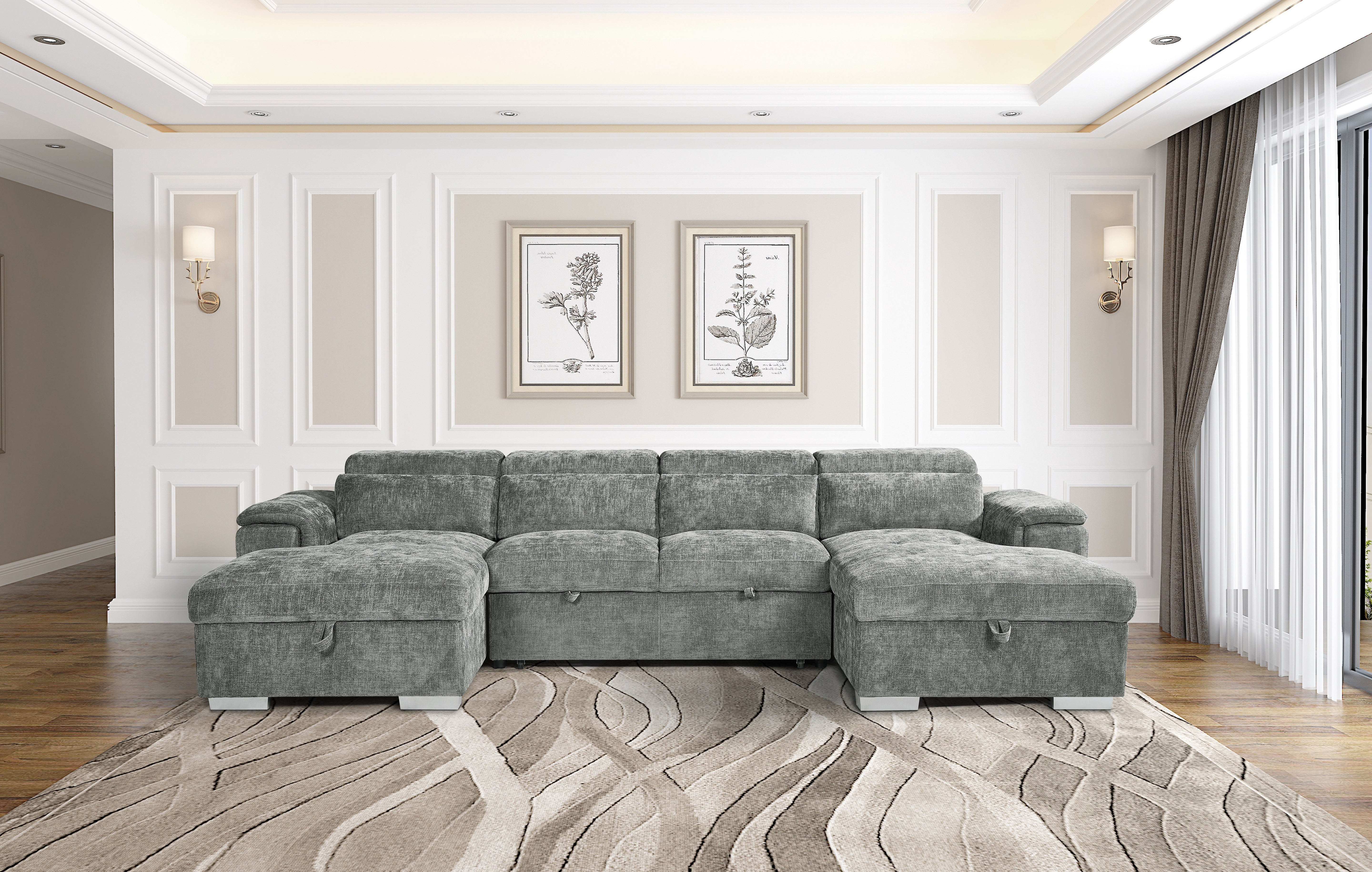 Luna U Shape Corner Sofabed-front view 1