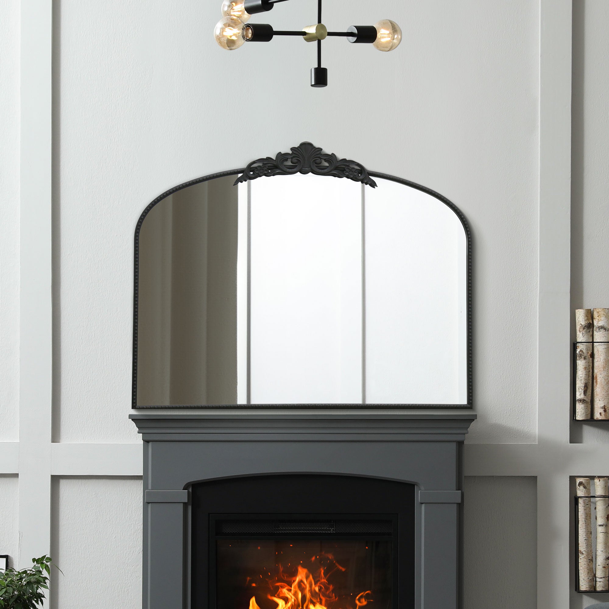 The Crown - Black Metal Framed Arched Wall Mirror with Decorative Crown 40" X 31" (102CM X 80CM) (15010561556858)