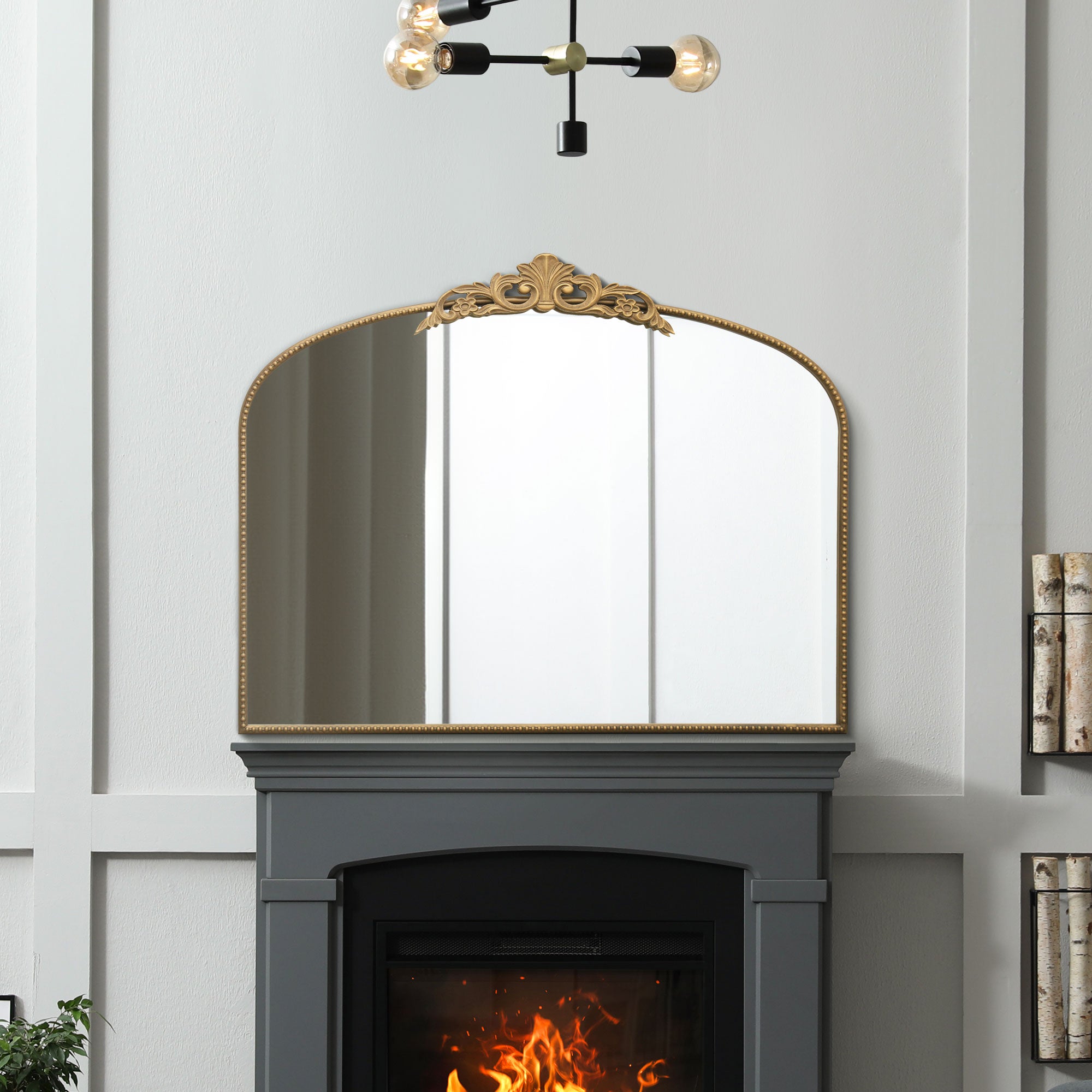 The Crown - Gold Metal Framed Arched Wall Mirror with Decorative Crown 40" X 31" (102CM X 80CM) (15010561589626)