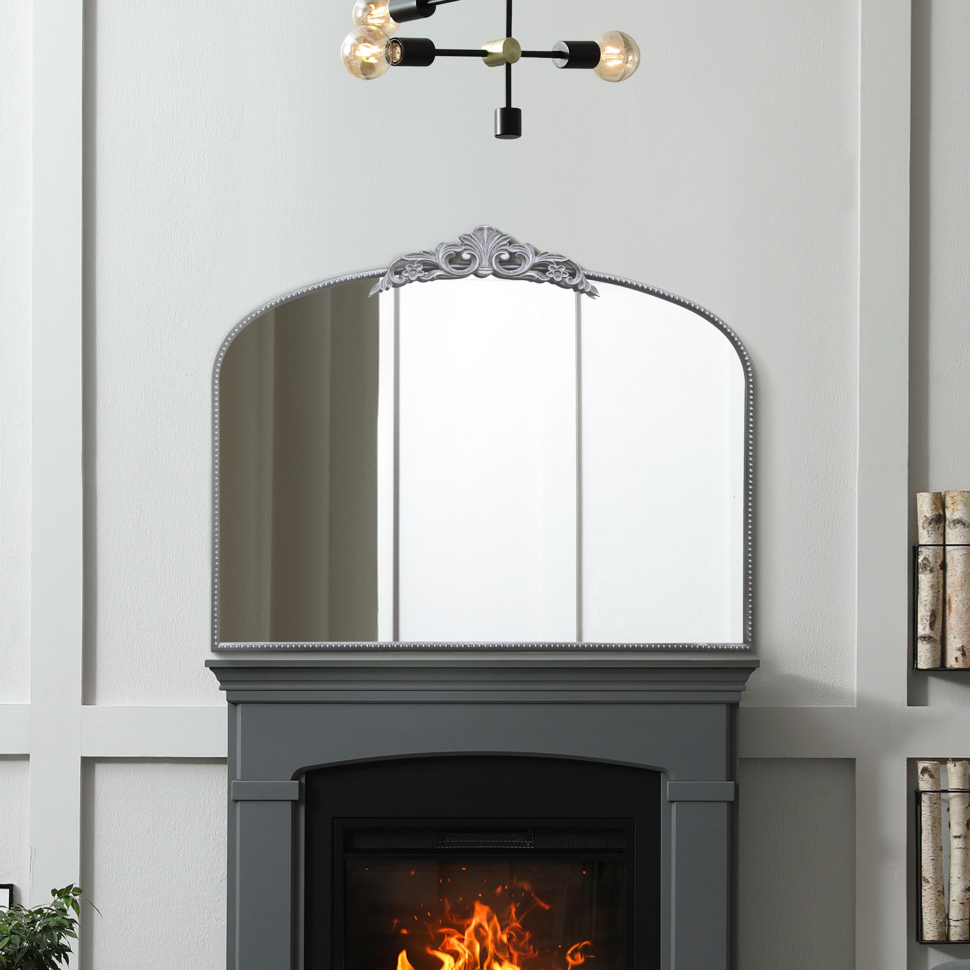 MirrorOutlet The Crown - Silver Metal Framed Classic Arched Wall Mirror with Feature Crown 40" X 31" (102CM X 80CM) Black. 2cm Wide Frame and 3cm Deep. (15010561622394)