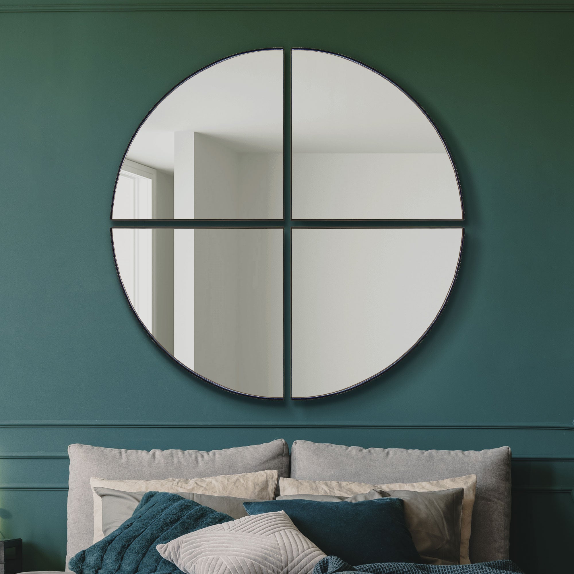 The Quadrants - New Black XL Circular Metal Wall Mirror Made up of 4 Parts 54" X 54" (140 x 140CM) (15010561687930)