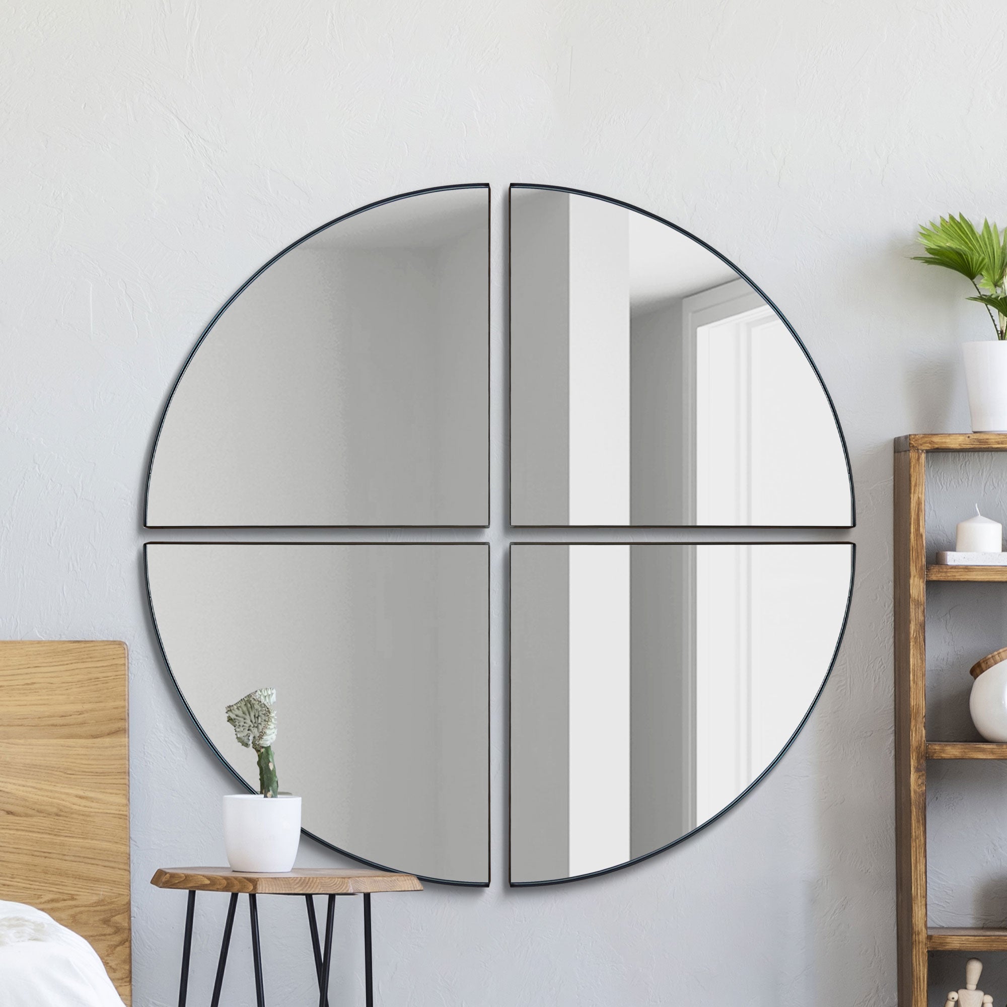 The Quadrants - New Black XL Circular Metal Wall Mirror Made up of 4 Parts 70" X 70" (180 x 180CM) (15010561753466)