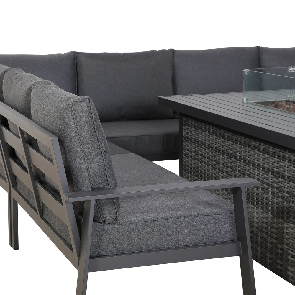 Cadiz U Shape Sofa Set with Firepit Table - AMC Furniture
