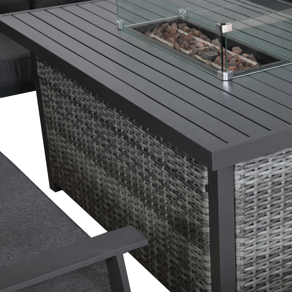Cadiz U Shape Sofa Set with Firepit Table - AMC Furniture