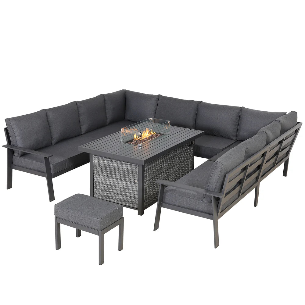 Cadiz U Shape Sofa Set with Firepit Table