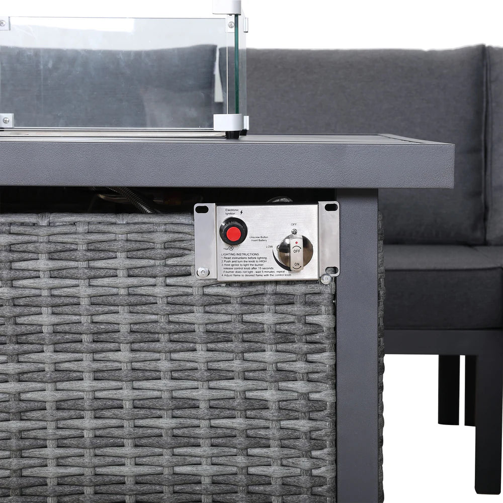 Cadiz Equal Corner Dining Set with Firepit Table