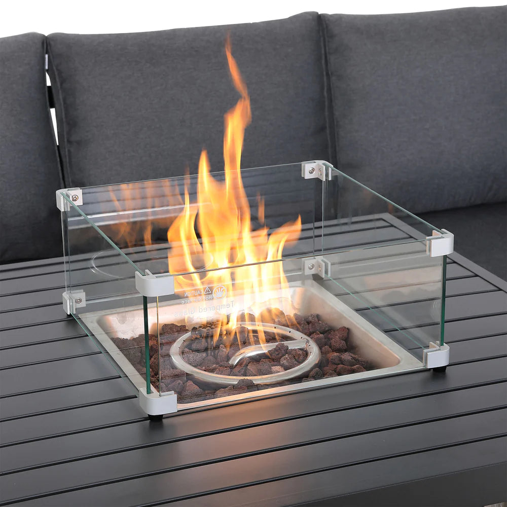 Cadiz Equal Corner Dining Set with Firepit Table