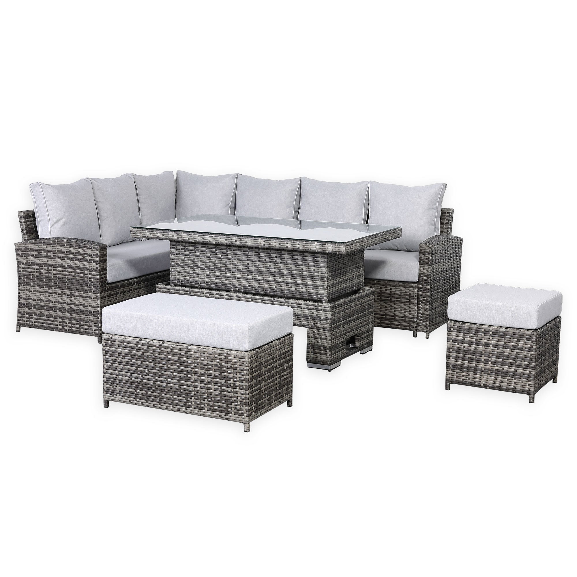Sorrento Corner Dining Set in Rustic Grey (Left Hand) - AMC Furniture