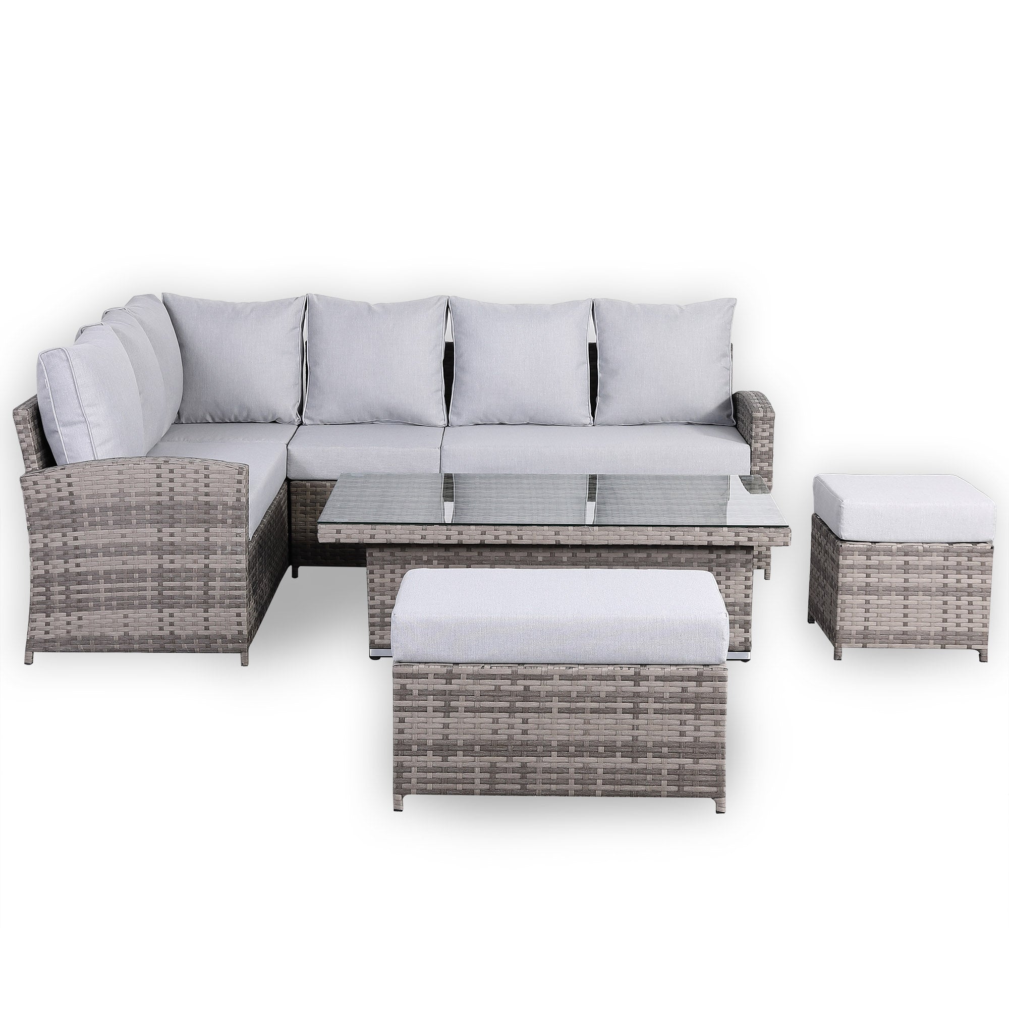 Sorrento Corner Dining Set with Rising Table in Mixed Grey - AMC Furniture