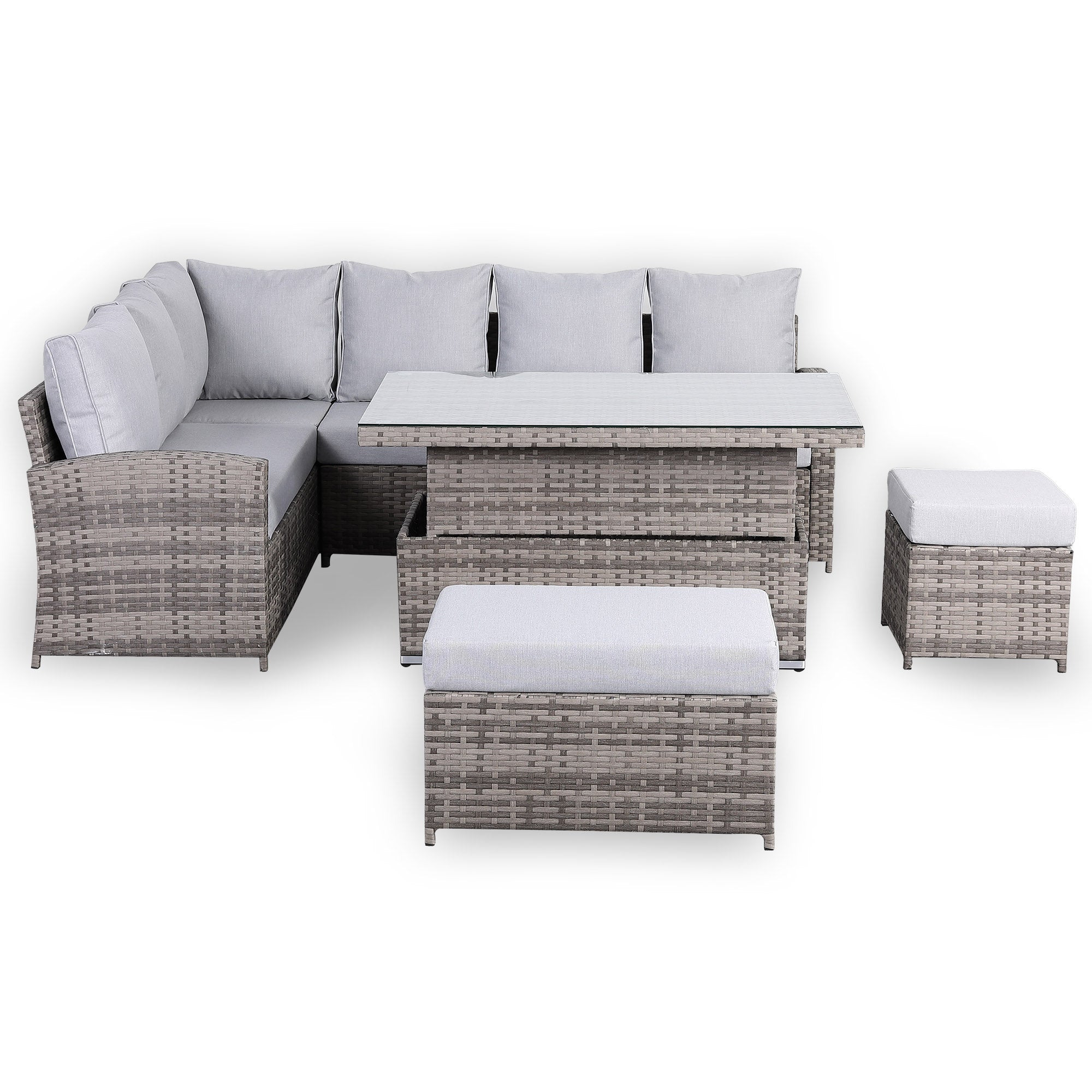 Sorrento Corner Dining Set with Rising Table in Mixed Grey - AMC Furniture