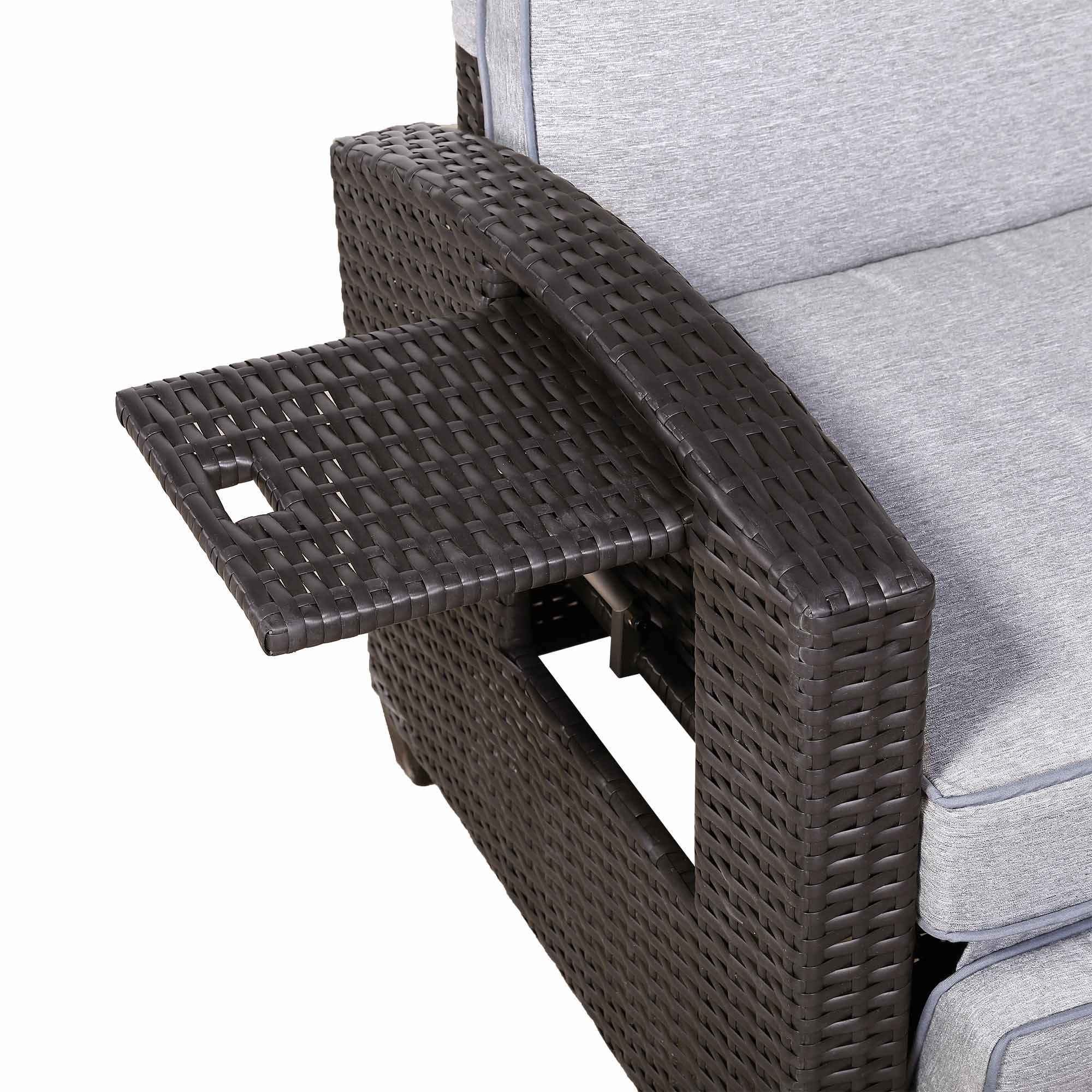 Pair of Catalina Reclining Armchairs with Flip Table in Black - AMC Furniture
