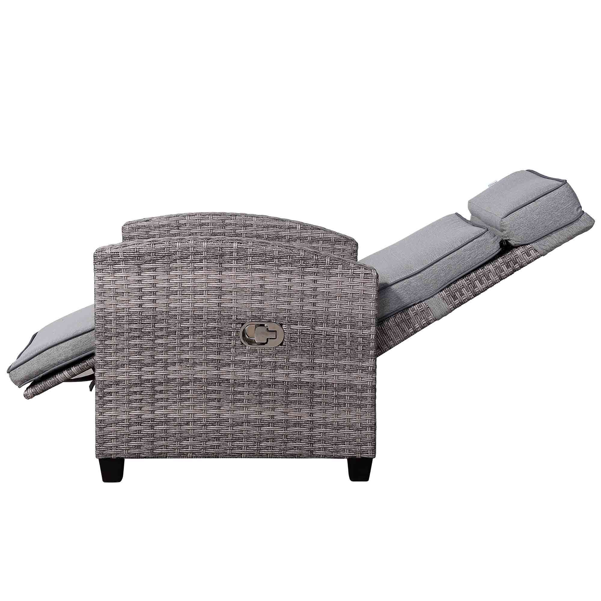 Pair of Catalina Reclining Armchairs with Flip Table in Grey - AMC Furniture