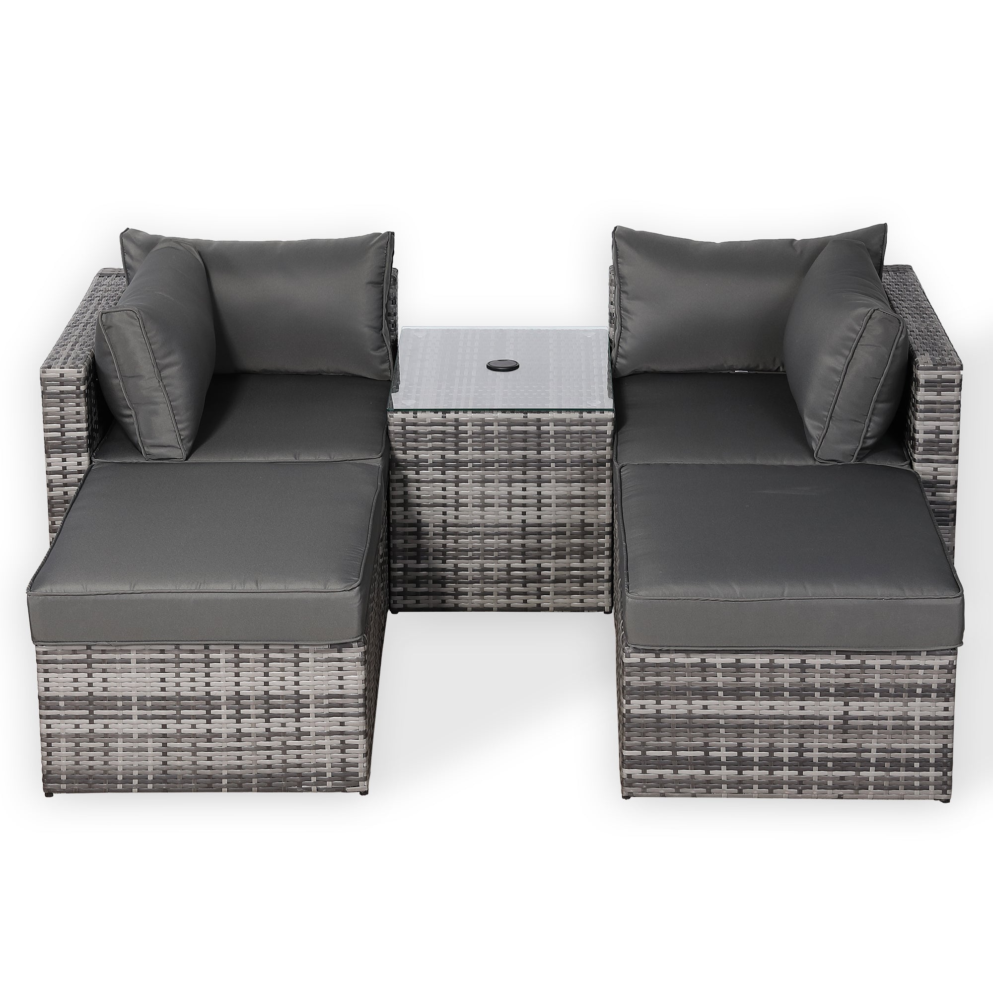Moldular Lounger Chaise Sofa Set with Side Table in Grey Rattan - AMC Furniture