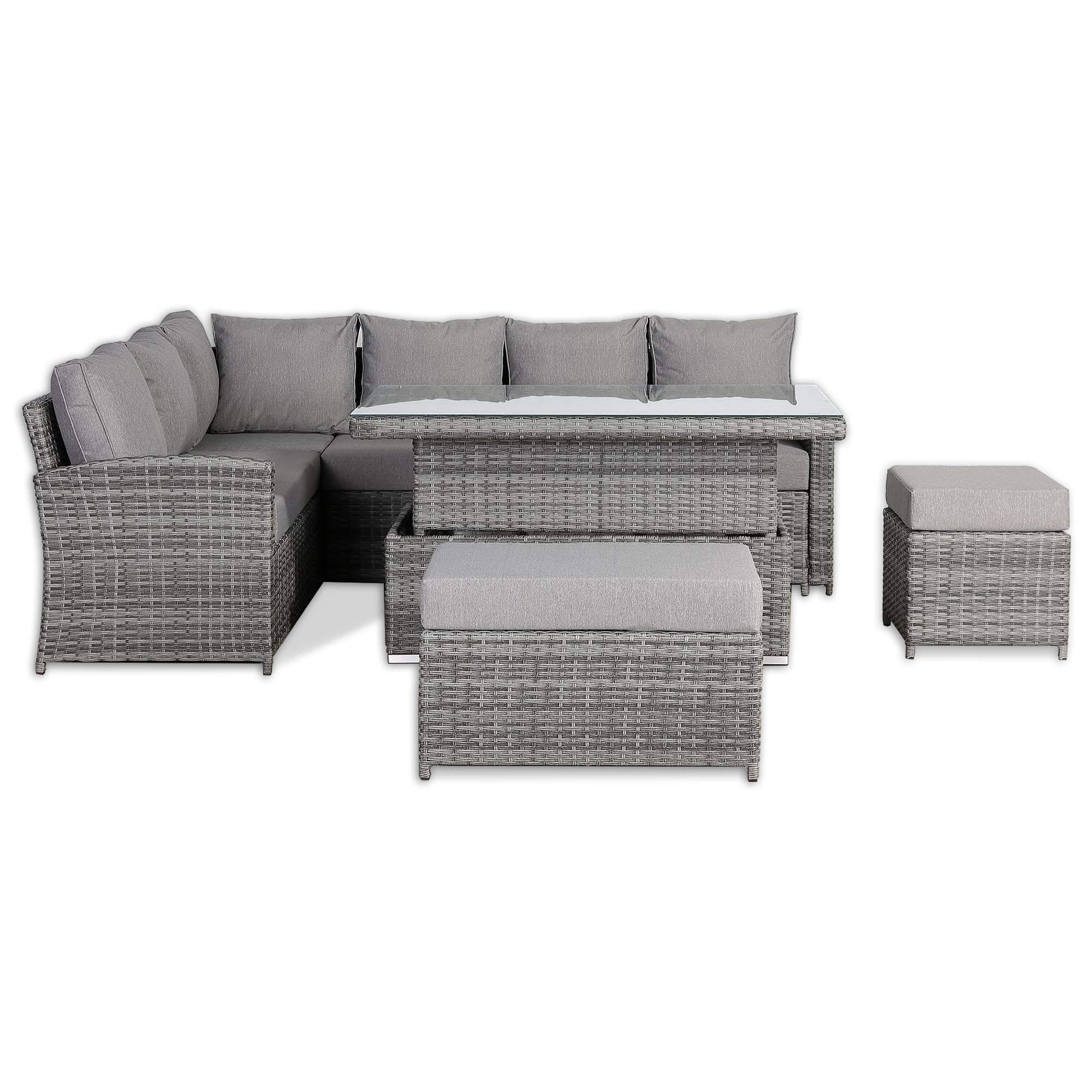 Sorrento Large Corner Dining Set with Rising Table in Grey (Left Hand) - AMC Furniture